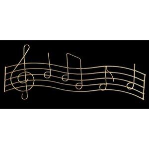 Goldtone Metal Music Note Wall Hanging Decor Treble Clef Jewelry Holder Singers